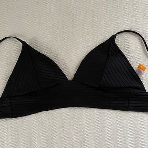 black wide ribbed bikini top